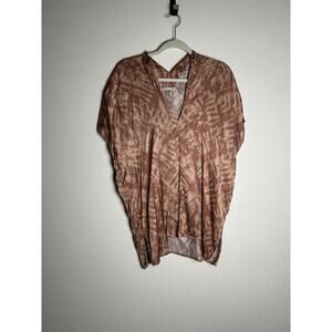 Karlie Boutique Pink Geometric Print Kaftan Flowy Blouse Size Large